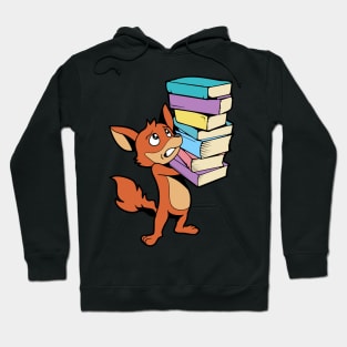 Cartoon fox with pile of books - Bookworm Hoodie